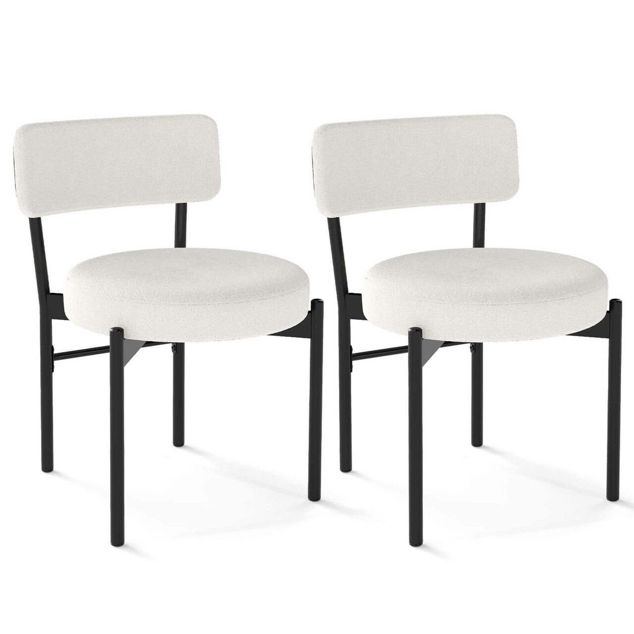 Costway Dining Chair Set of 2/4 with Curved Backrest Padded Seat & Metal Legs for Dining Room Gray/White